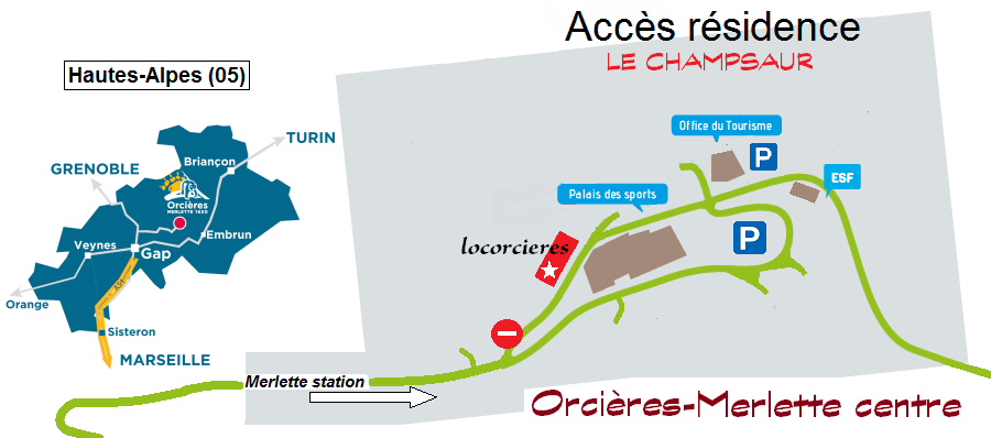 Plan station Orcières ESF Office de Tourisme